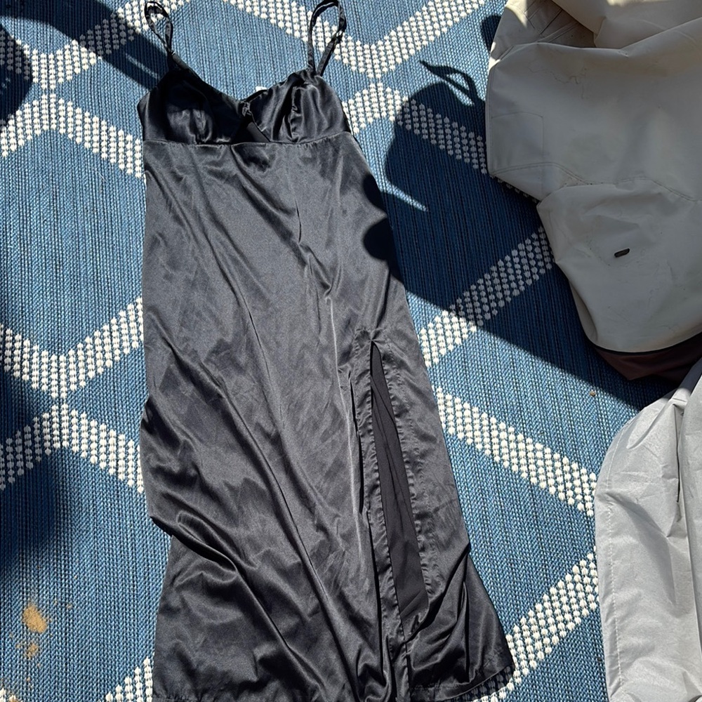 Vintage Parade Black Satin Slip Dress